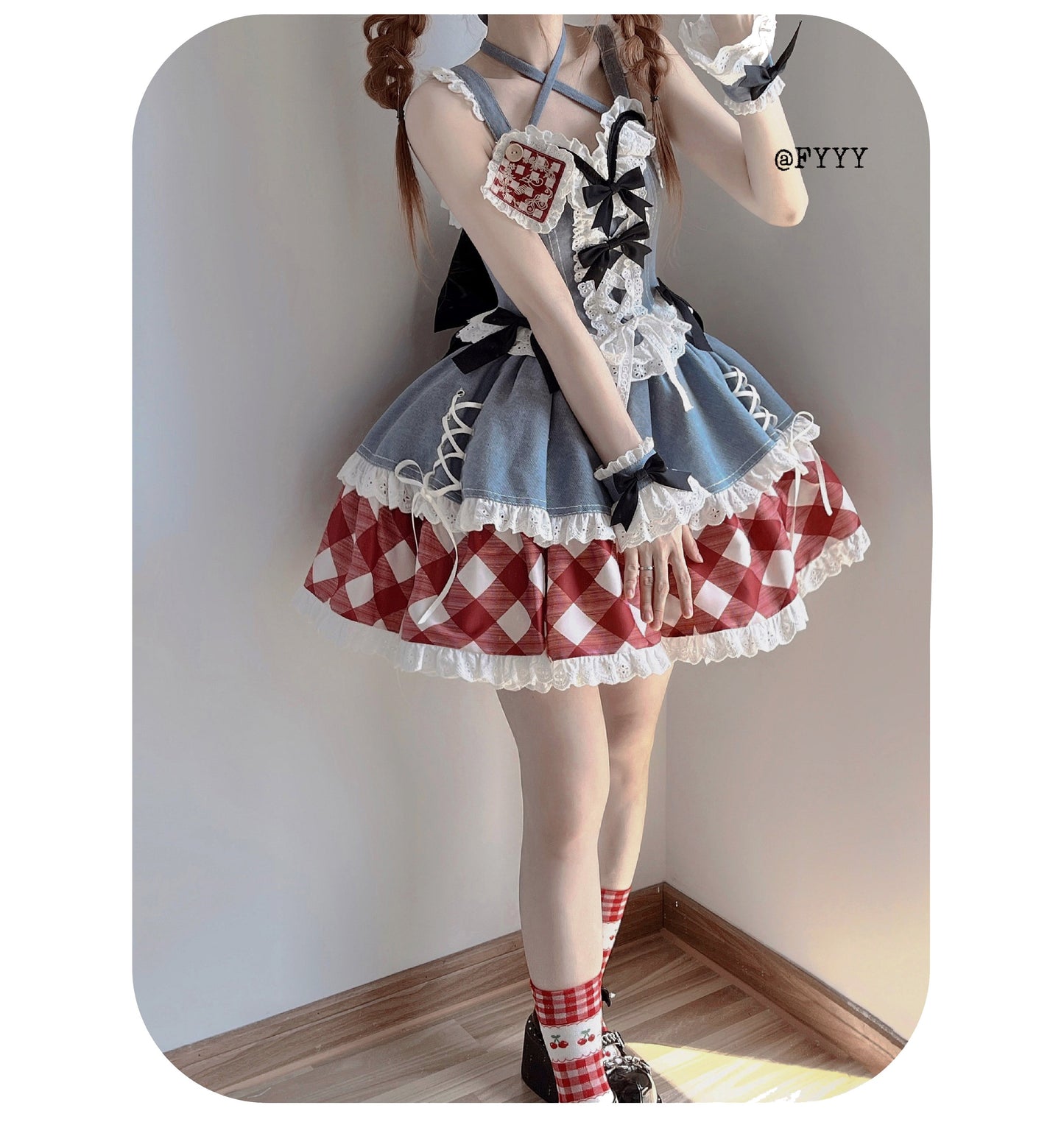 Kuma - Sweet Cowboy - Sweet Lolita Pastel Colors Denim Skirt Set