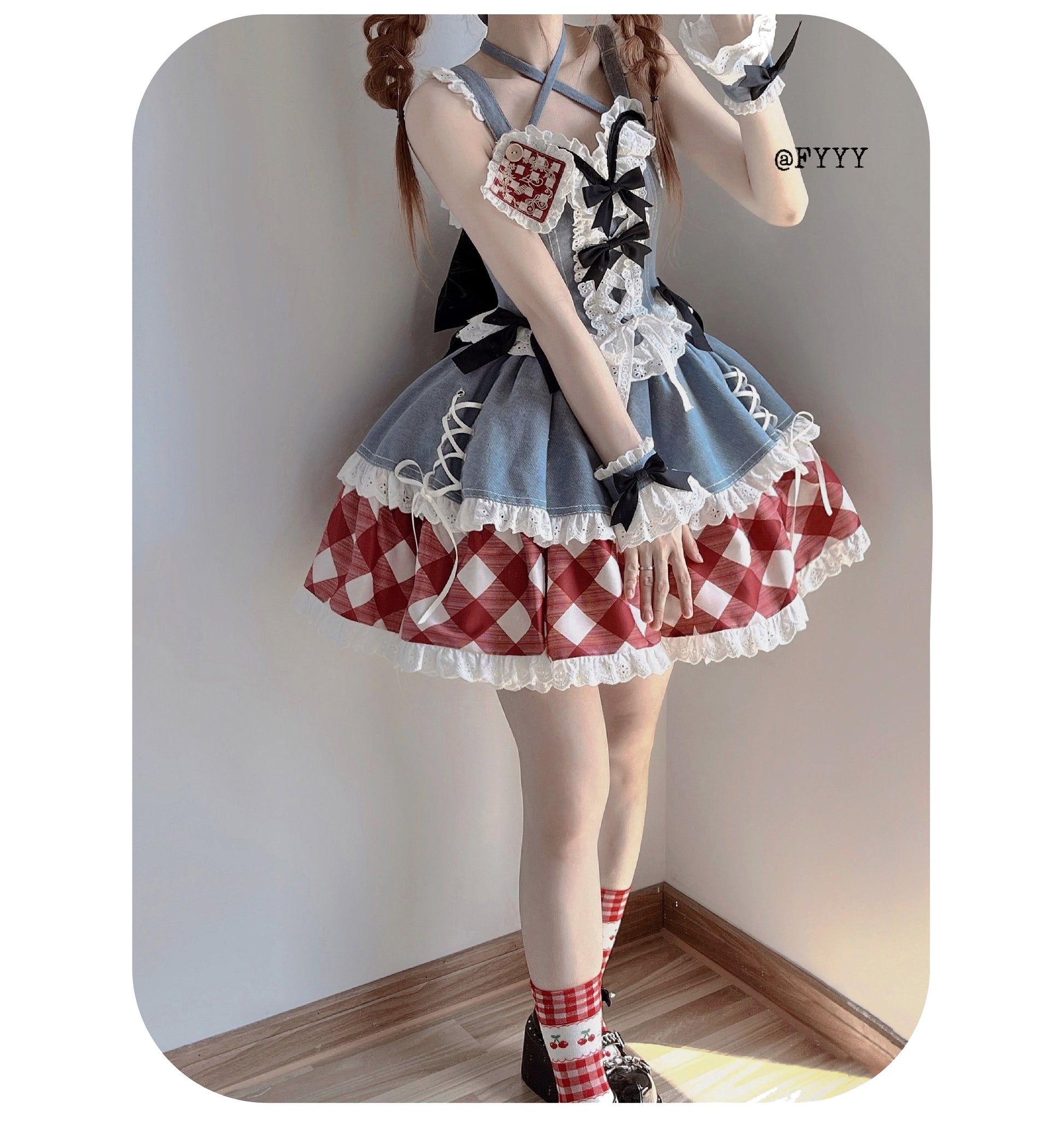 Kuma - Sweet Cowboy - Sweet Lolita Pastel Colors Denim Skirt Set