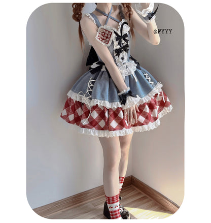 Kuma - Sweet Cowboy - Sweet Lolita Pastel Colors Denim Skirt Set