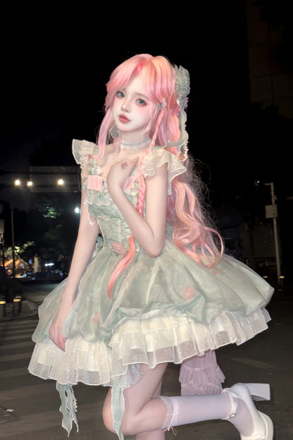 Platycodon House - Floral Magician - Sweet Lolita Dress Floral Print Short Length JSK