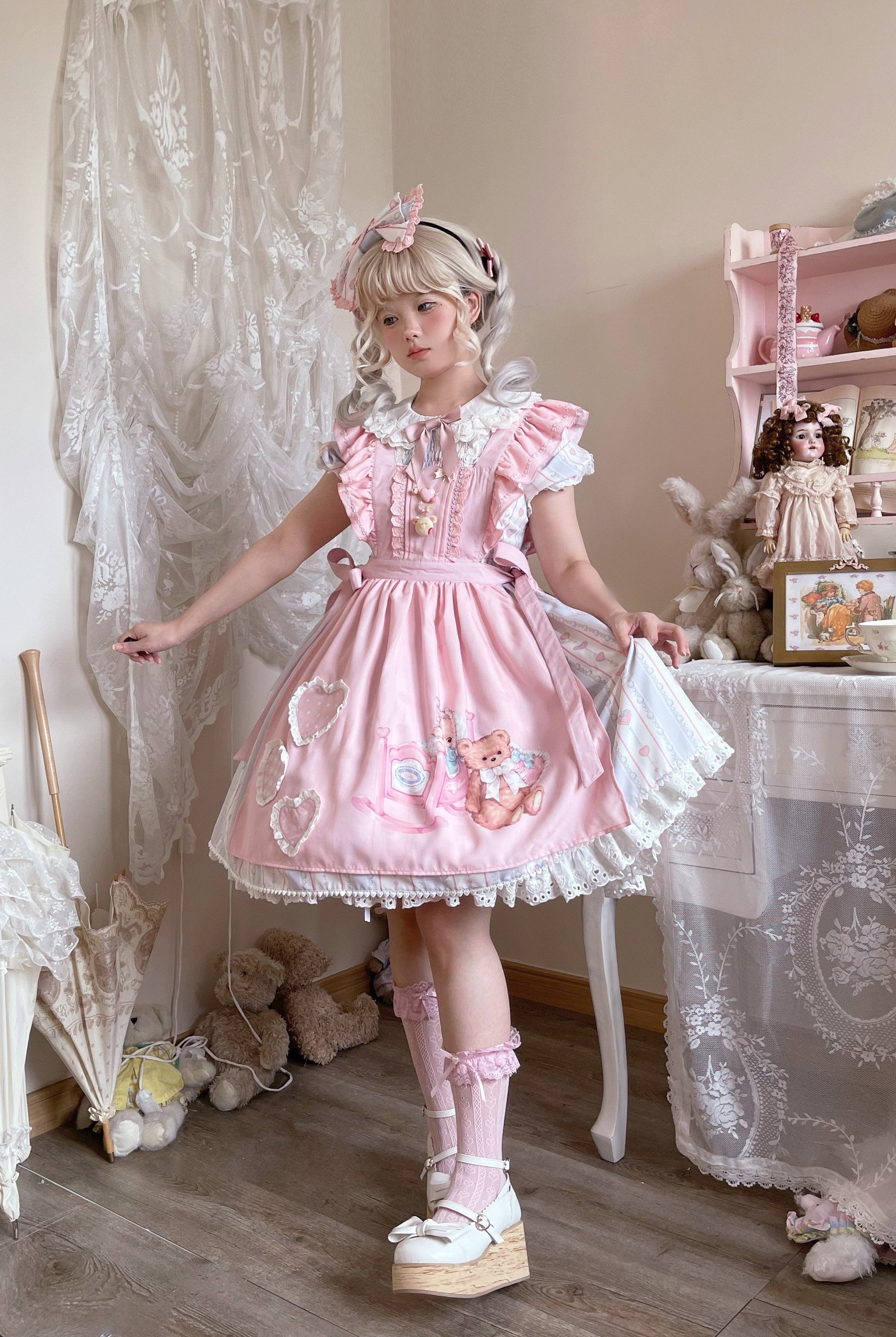 Eternity Spring - Barbie Bear - Sweet Lolita Bear Print JSK and OP