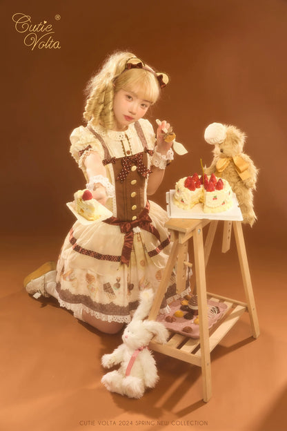 CutieVolta - Blissful Confectionery - Sweet Lolita OP Dress Bear Print JSK