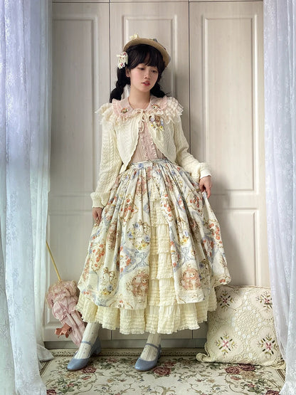 Miss Point - Cat Rose Tea - Sweet Lolita Skirt with Cute Prints Customized Size