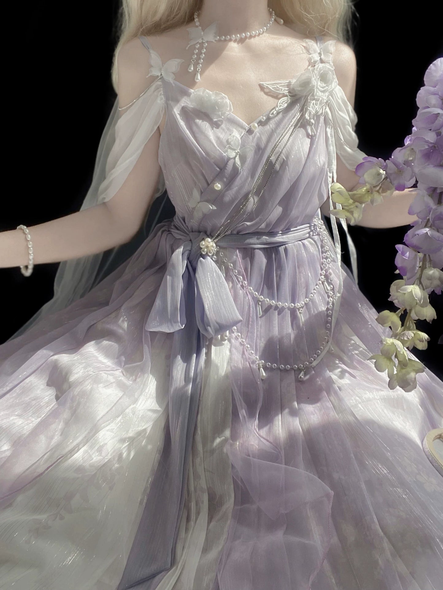 Meow Studio - Han Lolita Dress Side Slit Purple JSK Dress