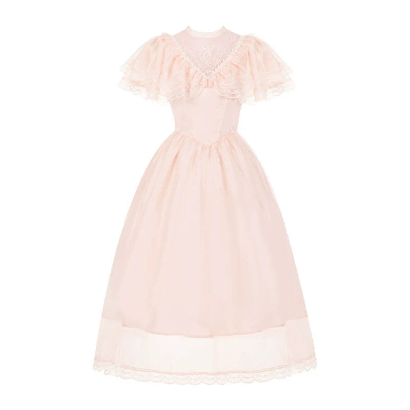 With PUJI - Morning Mist Estate - Twins Classic Lolita OP Dress, Edward Collar