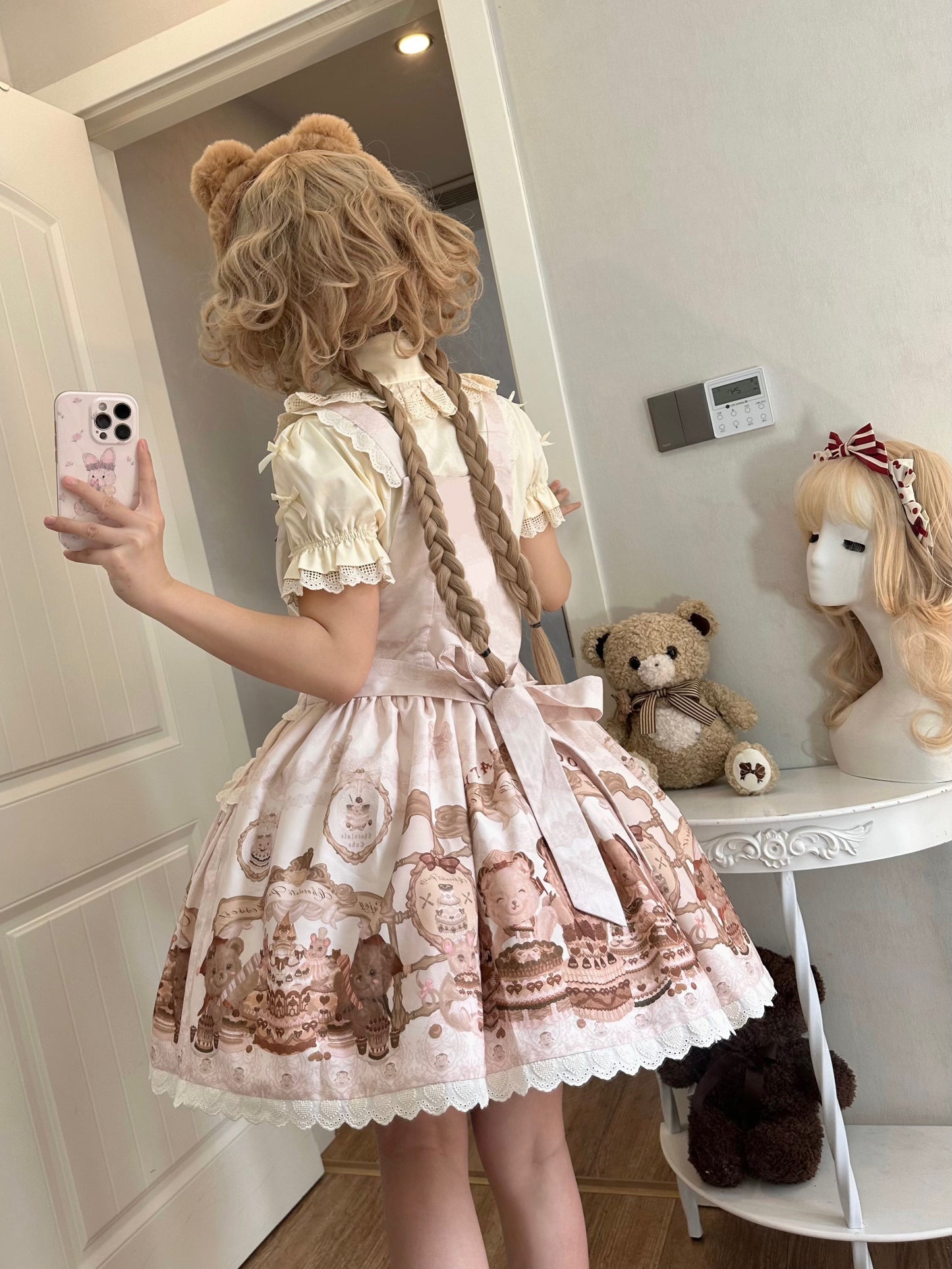 Akiyama Future Studio - Cute Lolita Salopette Dress Bear Print