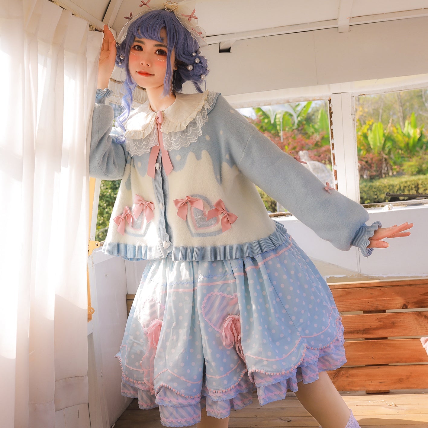 MIST - Beating Heart - Sweet Lolita Thick Sweater Coat Puff Sleeve