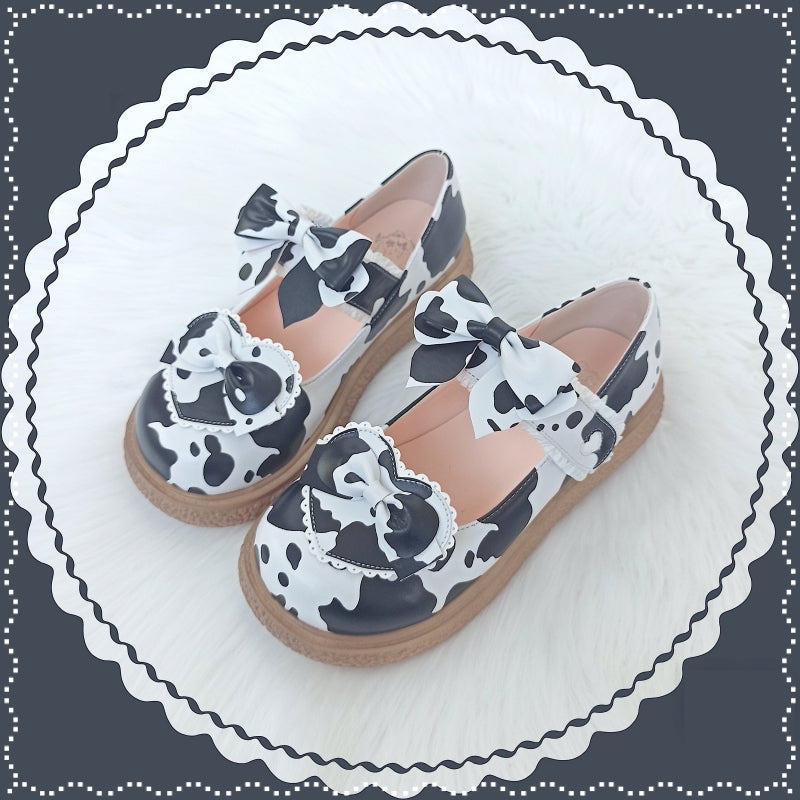 Lixing Luo - Cute Milkmaid Round Toe Multicolor Lolita Shoes