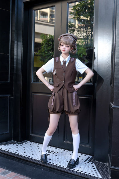 Letters from Unknown Star - Ouji Lolita Brown Short Set