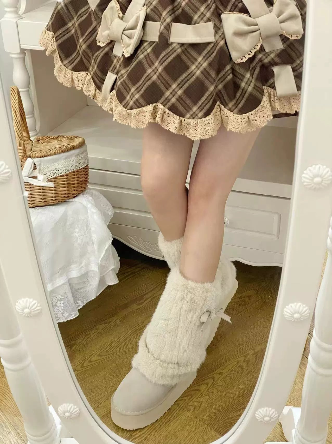 Pure Tea For Dream - Winter Love Song - Winter Lolita Mid-Calf Boots Plush Snow Boots Thick Sole