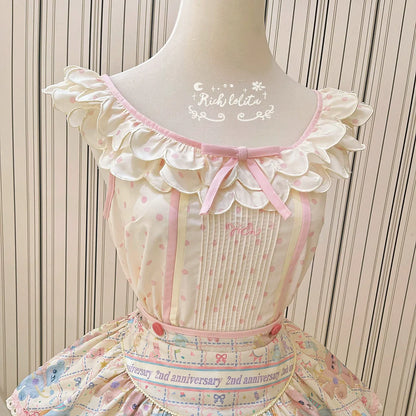 RichLolita - Starry Pudding Bear - Sweet Lolita Jumper Dress Printed OP Dress