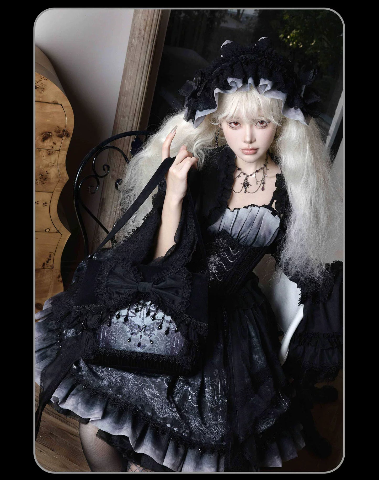 Susin Lolita - Bone-Eroded Butterfly - Gothic Lolita JSK & SK Set