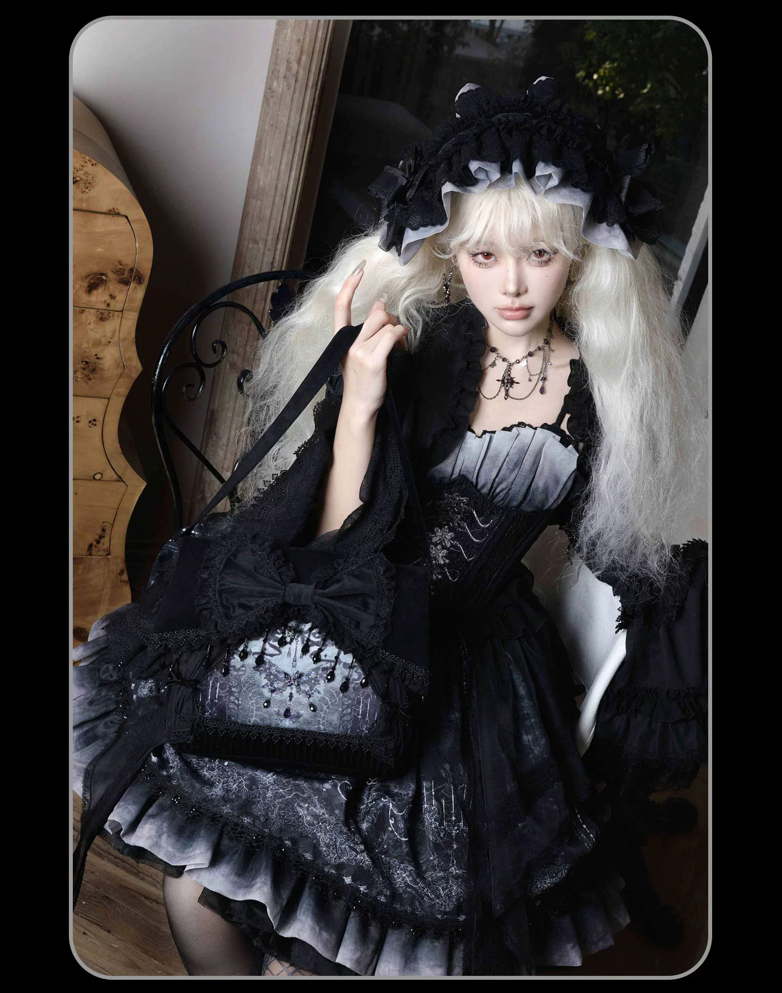 Susin Lolita - Bone-Eroded Butterfly - Gothic Lolita JSK & SK Set
