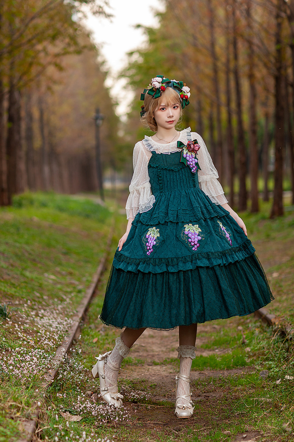 Infanta - Grape Manor - Country Lolita JSK Suit with Grape Embroidery