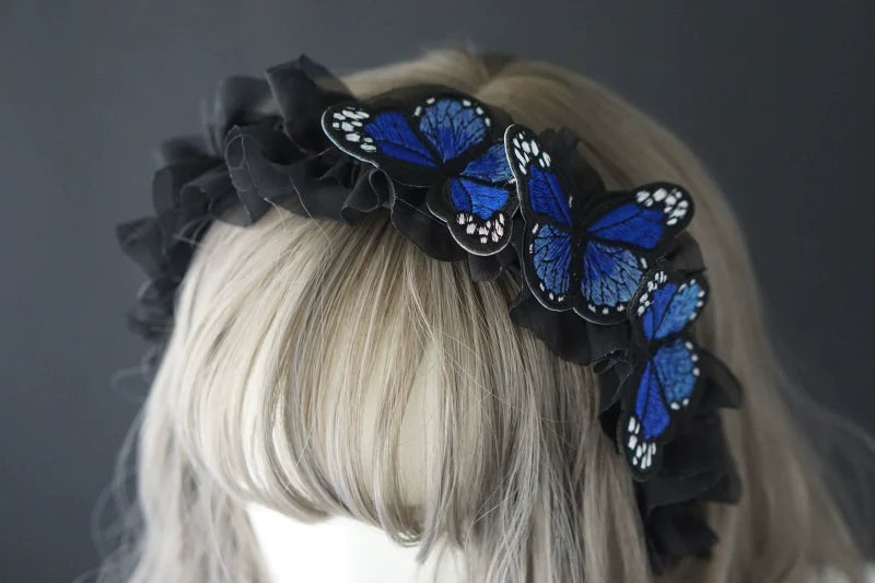Strange Sugar - Gothic Lolita Black Headdress Butterfly KC Photography Props
