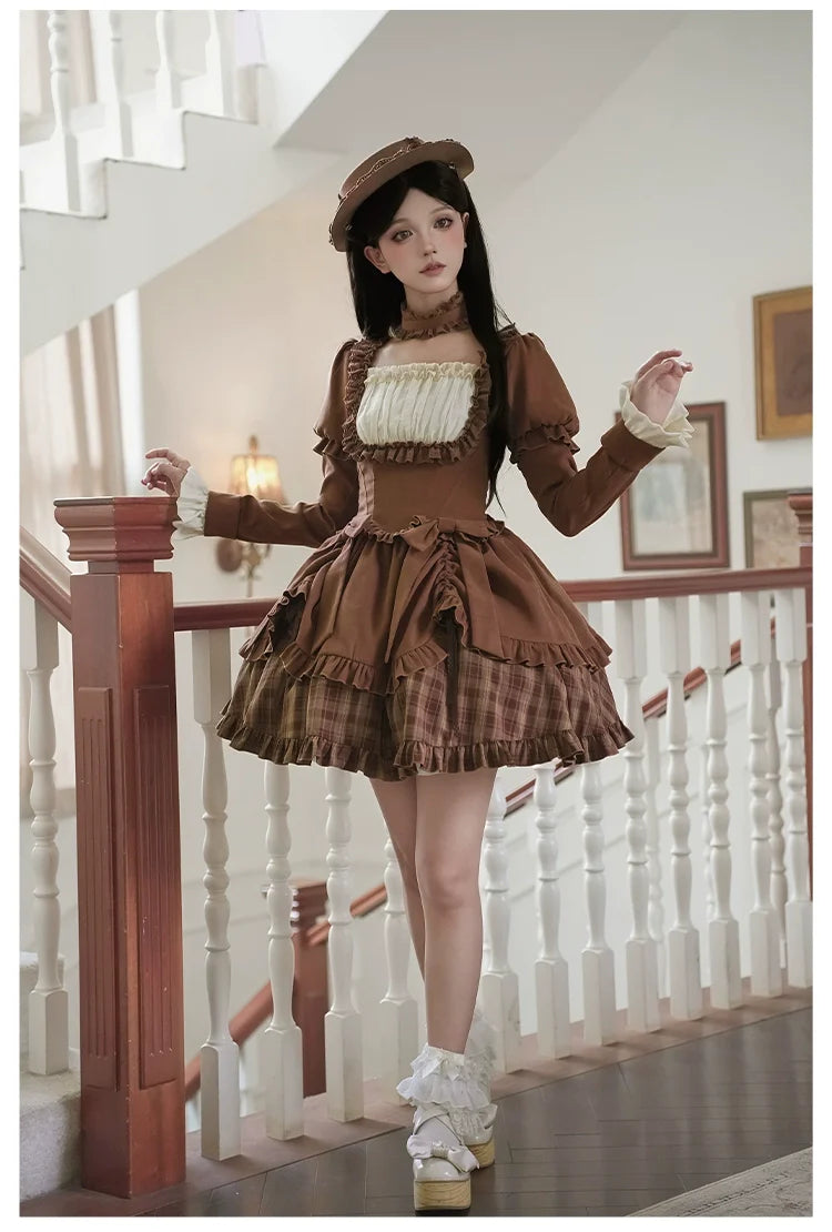 With PUJI - Oak Hymn - Classic Lolita Plaid OP Suit, Side Zipper