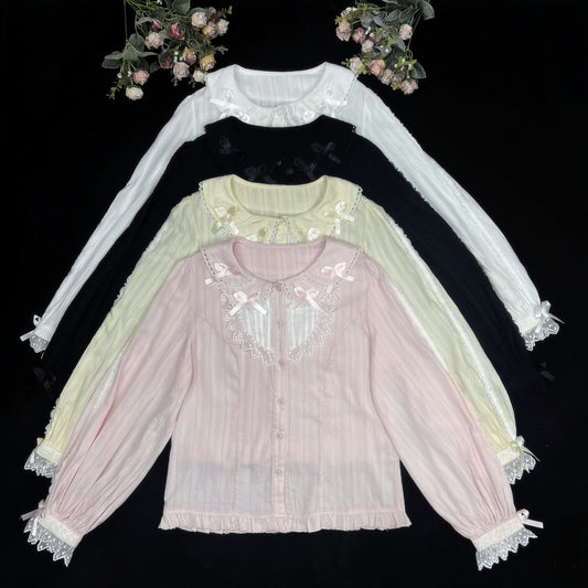 DMFS Lolita - Shank Lollipop - Cotton Lolita Blouse Doll Collar Bow Sweet Inner Top