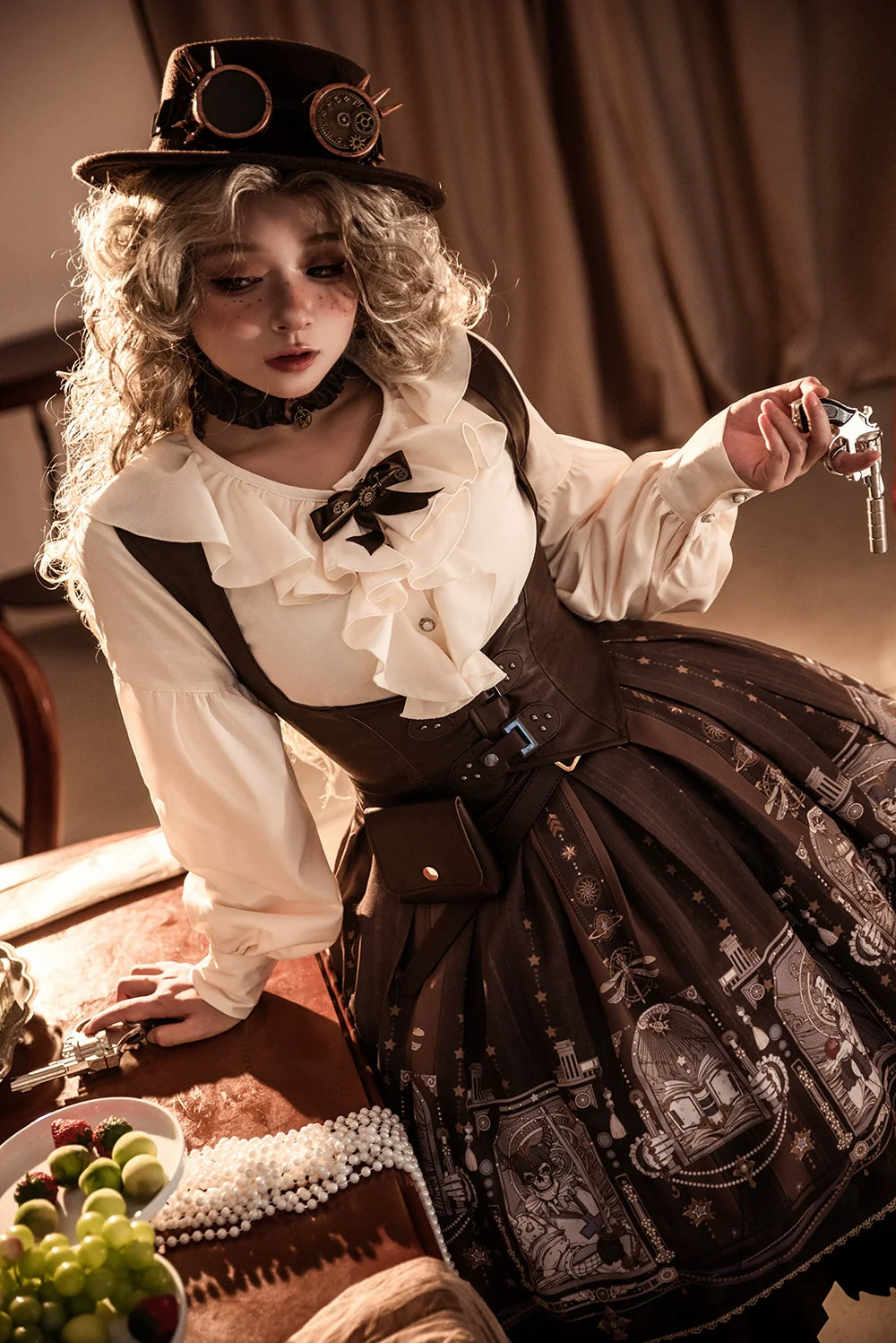 Miss Point - Demon Hunting Notes - Gothic Lolita Cross Print Short Skirt