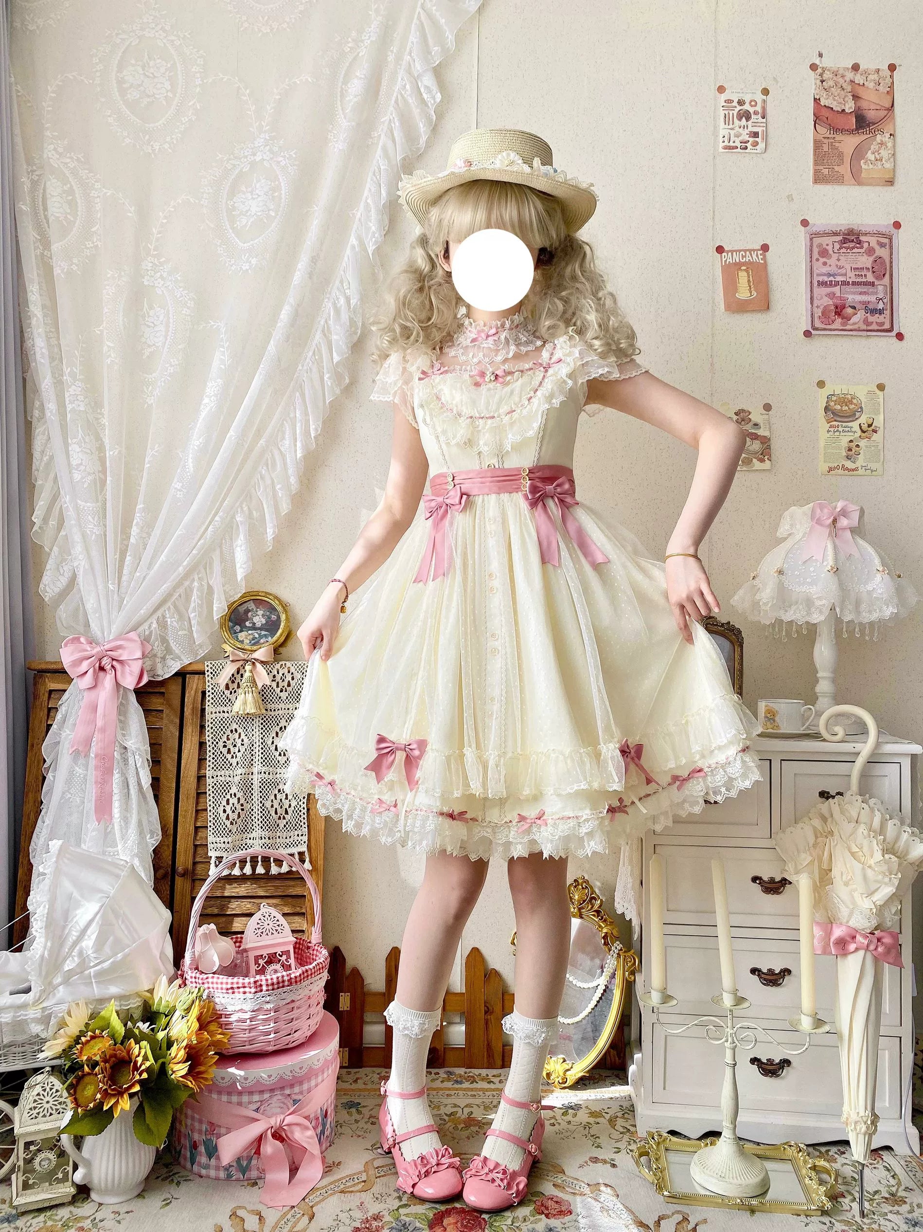 Uncle's Workshop - Fluttering Cherry Spring Strings - Cotton Sweet Lolita JSK Dress