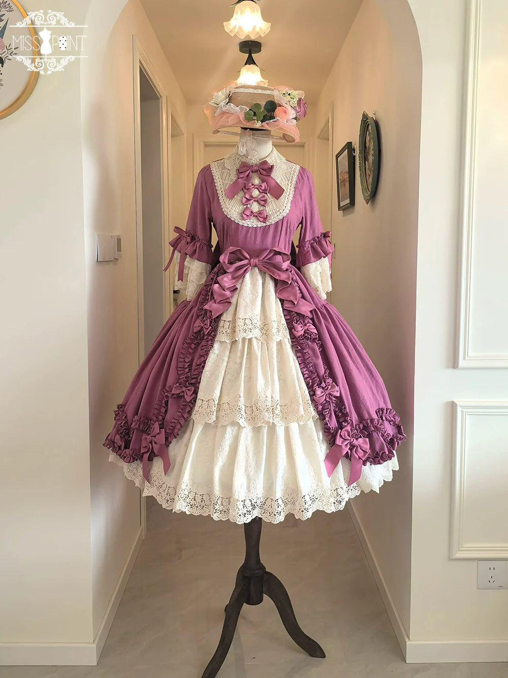 Miss Point - Lilyka Garden - Classic Lolita OP Dress Set Elegant Floral Wall Princess Sleeve