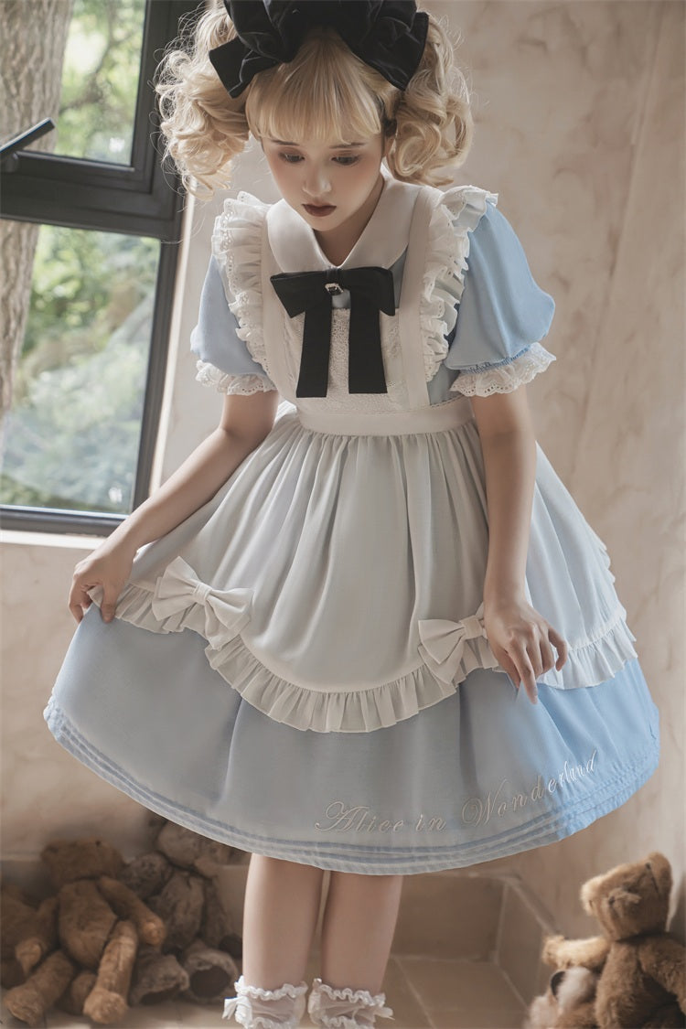 Letters from Unknown Star - Sweet Alice - Short Sleeves Maid Lolita OP