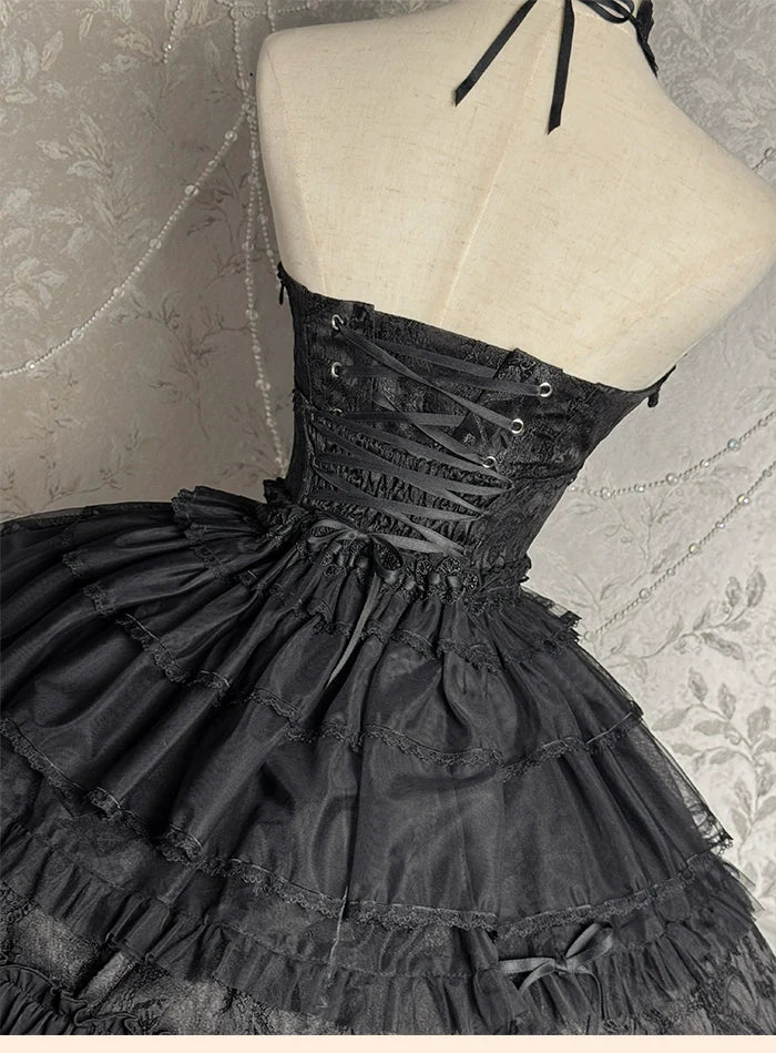 Alice Girl - Cross - Gothic Princess Lolita Corset with Multiple Layers Hem