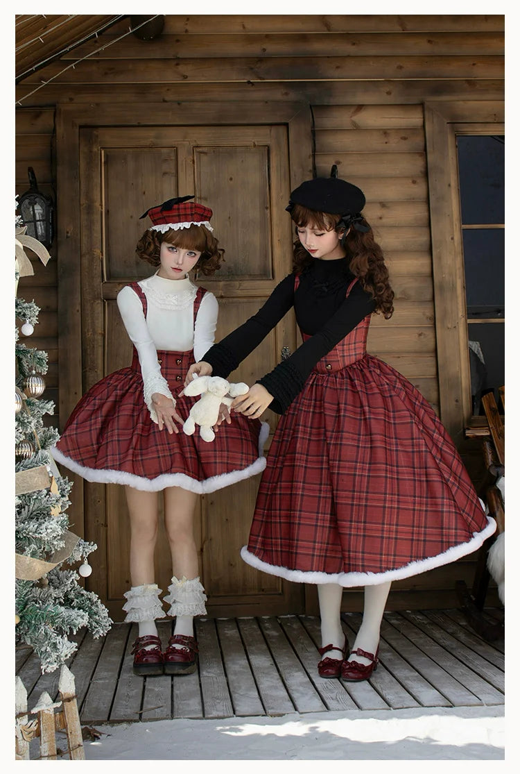 With PUJI - Wish Date - Twins Lolita Fishbone Bust-supporting JSK Winter Scarf-Cape