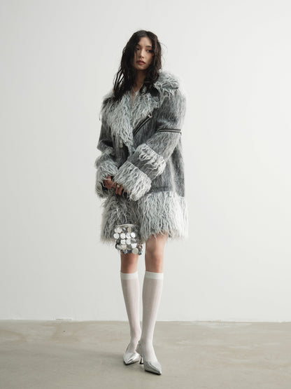 Imitation Fur Splicing Work Coat