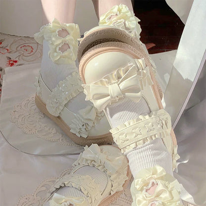 Fairy Godmother - Cute Lolita Shoes Bow Candy-Colored Lolita Flat Shoes