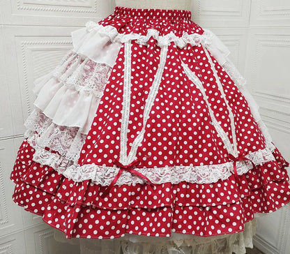 Sweet Angel - Japanese Sweet Lolita Skirt Retro Showa Knee Cake Dress
