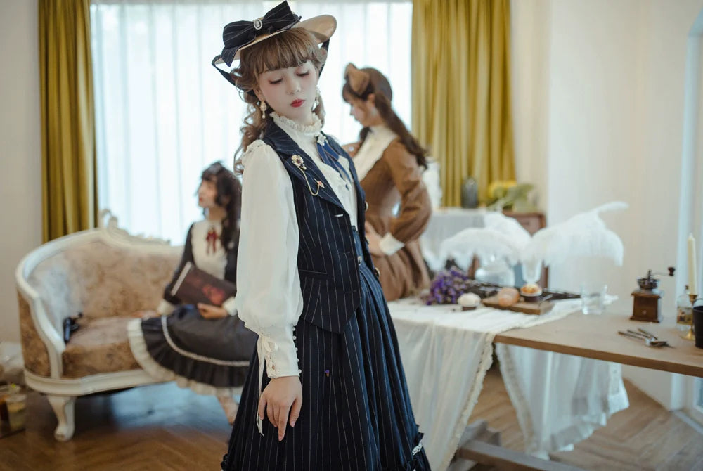 Miss Point - Rose Doll - Elegant Lolita Striped Fishbone Skirt