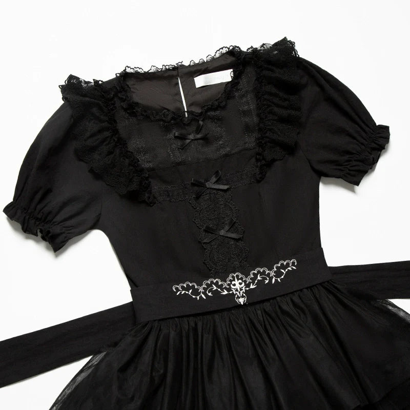 With PUJI - Ivory Tower Enhance - Elegant Lolita JSK Dress Tiered Drawstring OP