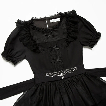 With PUJI - Ivory Tower Enhance - Elegant Lolita JSK Dress Tiered Drawstring OP