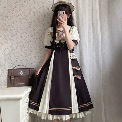 Letters from Unknown Star - Chocolate Workshop - Elegant Lolita OP Daily Short Sleeve Dress