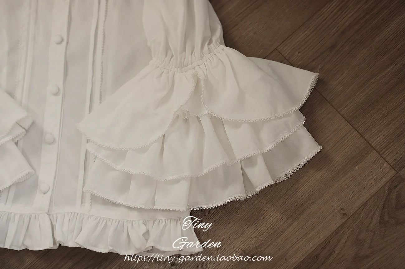 Tiny Garden - Summer Breeze 2.0 - Vintage Lolita Shirt Round Ruffled Collar/Princess Sleeves