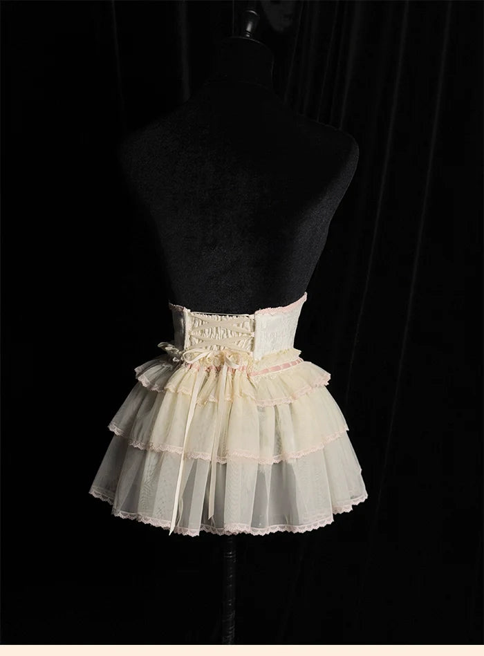 Alice Girl - Cross - Gothic Princess Lolita Corset with Multiple Layers Hem