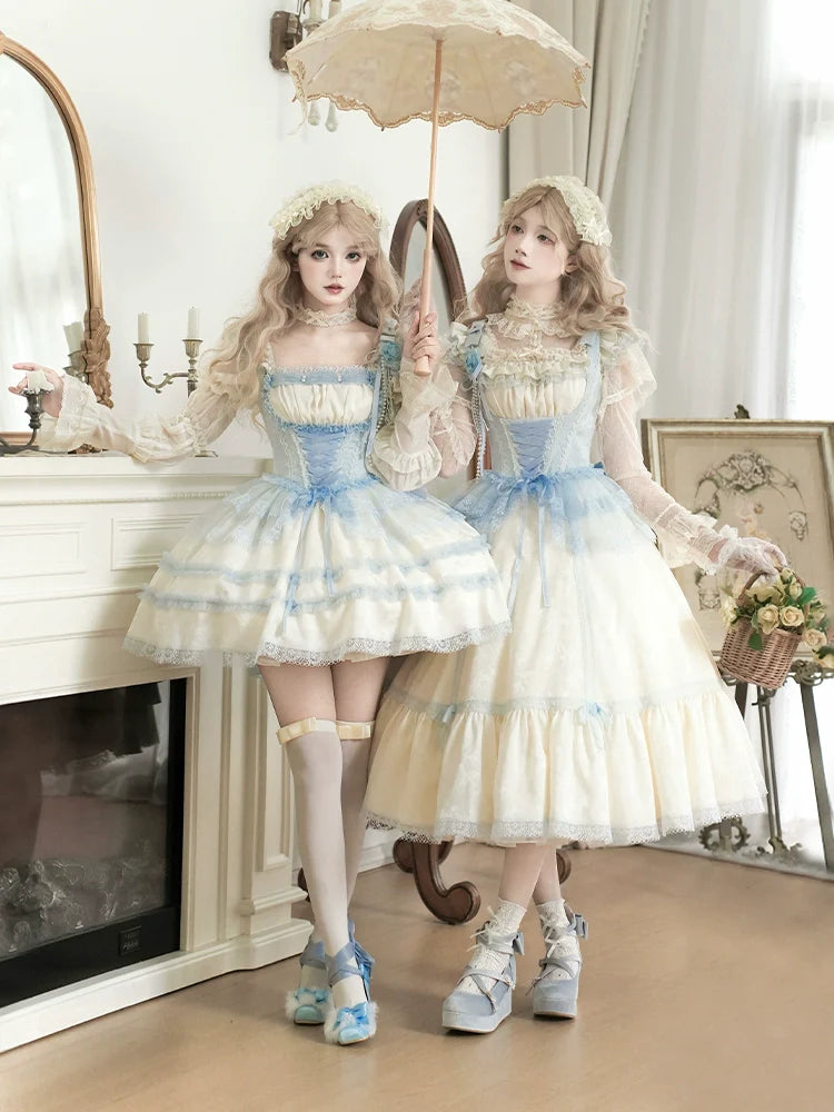 With PUJI - Sea Salt Iced Tea - Classic Lolita Dress, Fishbone Bodice