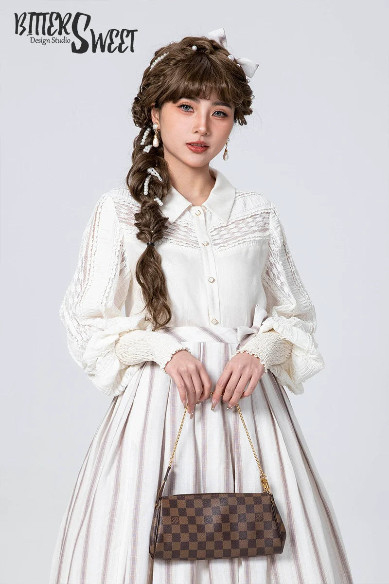 Bitter Sweet - Late Spring - Vintage Lolita Shirt Lace Long Sleeve Blouse