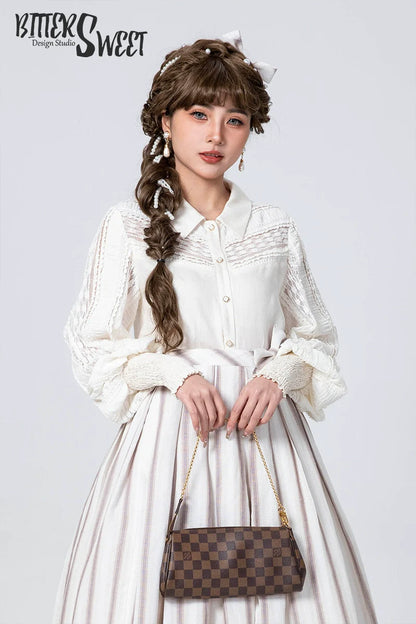 Bitter Sweet - Late Spring - Vintage Lolita Shirt Lace Long Sleeve Blouse