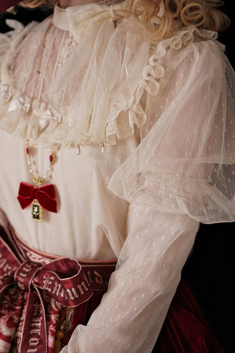 Miss Point - Kaleidoscope - Classical Lolita Shirt Dot Gauze Detachable Puff Sleeve Blouse Customized