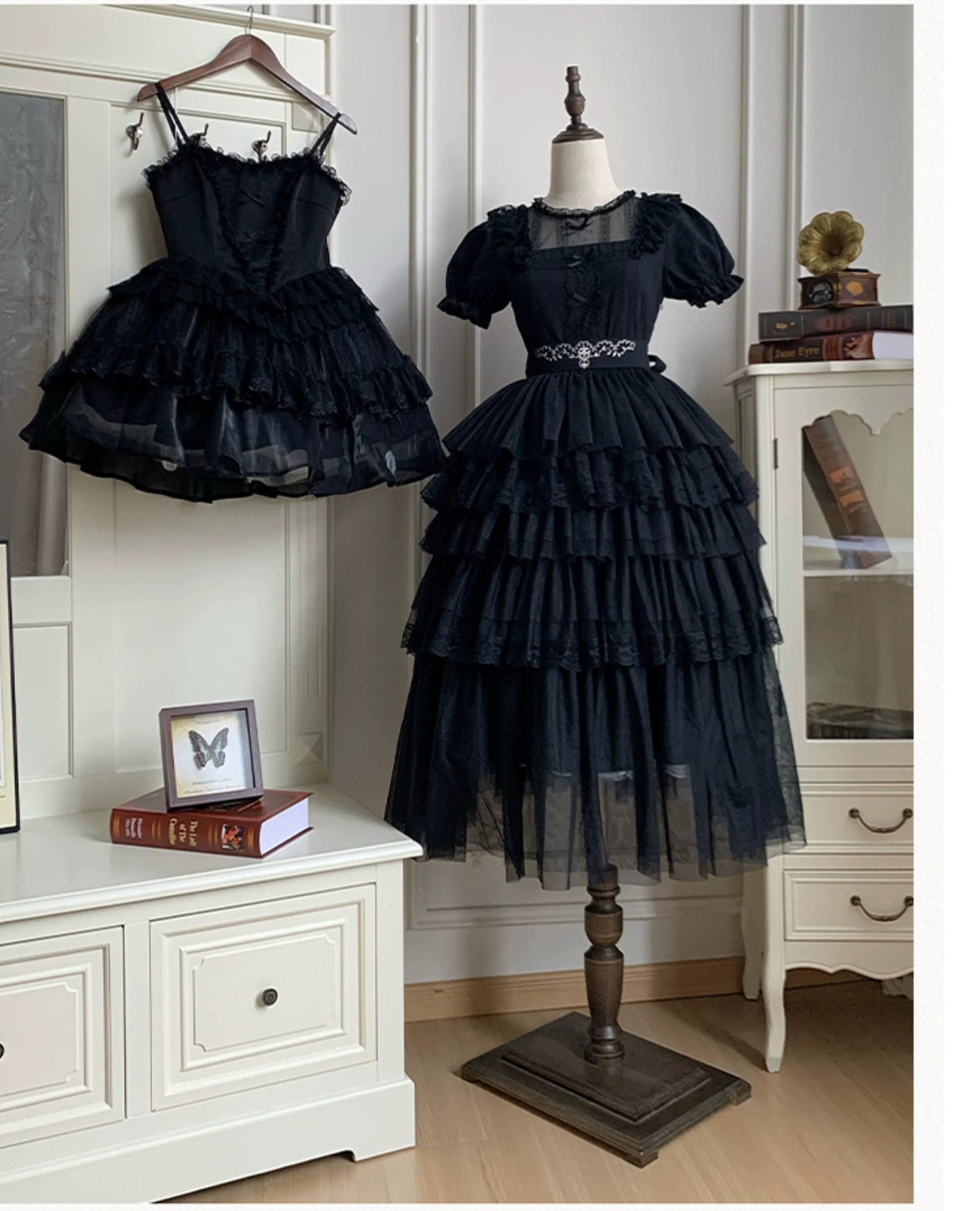 With PUJI - Ivory Tower Enhance - Elegant Lolita JSK Dress Tiered Drawstring OP