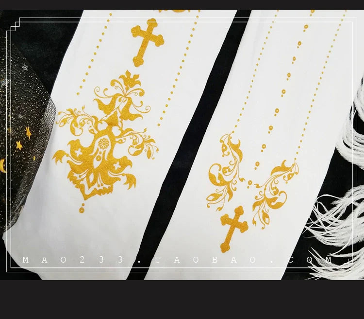 Wulala Mew - Elegant Lolita Pantyhose Daily Gold Foil Printing Tights