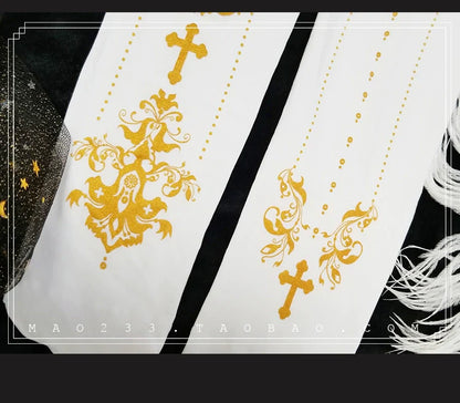 Wulala Mew - Elegant Lolita Pantyhose Daily Gold Foil Printing Tights