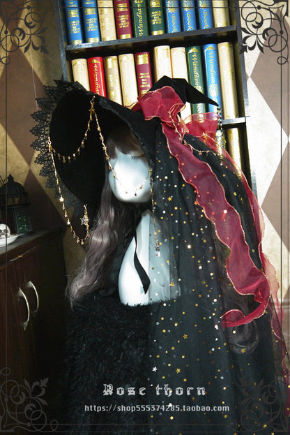 Rose Thorn - Twinkle Veil Lolita Halloween Witch Hat
