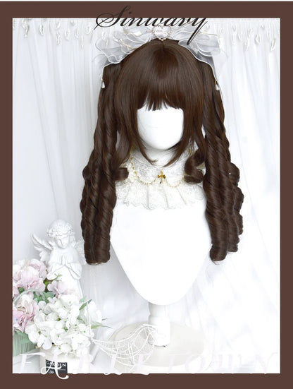 Sinwavy - Fairy Tale Town - Classic Lolita Wig Dark Brown Roman Curly Double Ponytail Wig