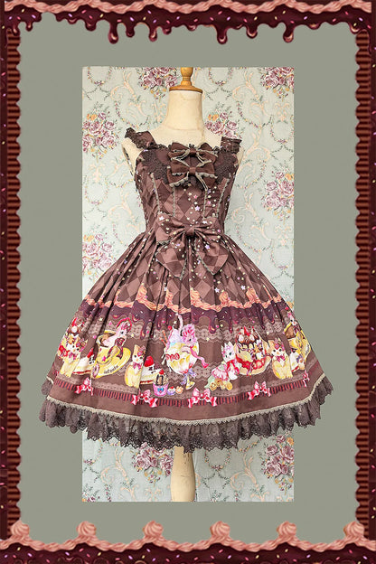 Infanta - Cream Meow - Sweet Lolita JSK, Cat Print