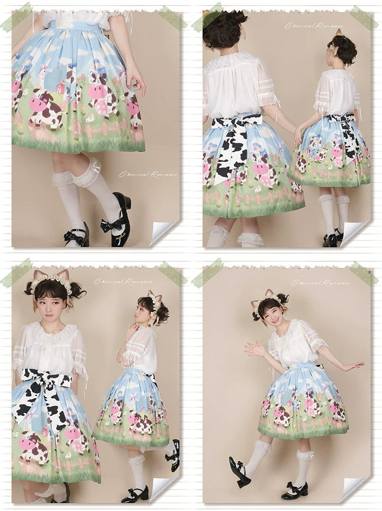 Chemical Romance - Sweetheart Farm - Sweet Lolita SK Cow Print Lolita Dress