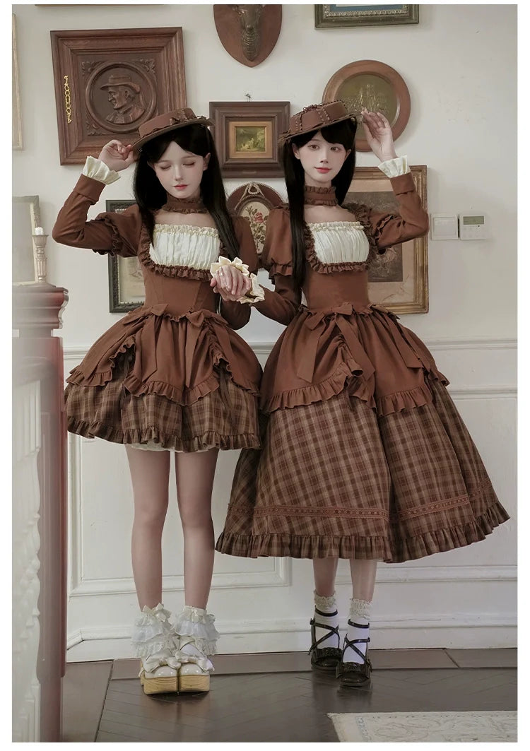 With PUJI - Oak Hymn - Classic Lolita Plaid OP Suit, Side Zipper