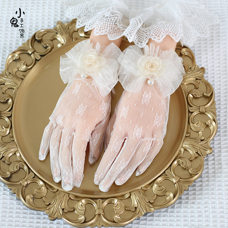 Xiaogui - Lace Bowknot Flower Vintage Lolita Gloves
