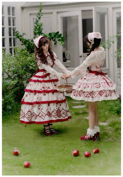 With PUJI - Apple Orchard - Country Lolita SK Embroidered Twins Lolita Top Skirt